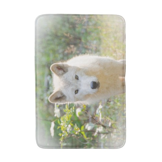 Tierfotografie, Grauer Wolf Badematte (Vorderseite Vertikal)