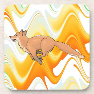 Tierfox-Waldbüro-Party-Duschen-Digital-Kunst Getränkeuntersetzer