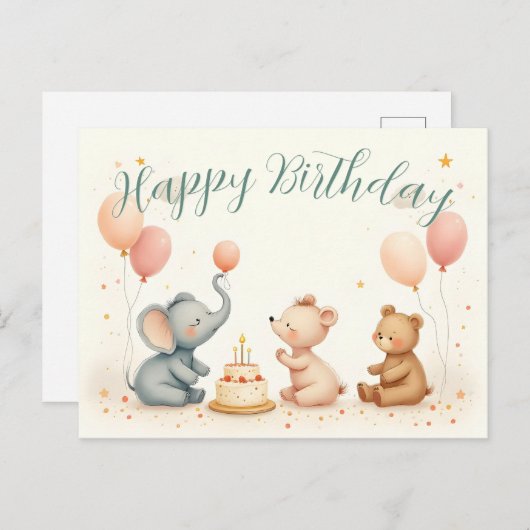 Tierfreude mit Balloons Feiertagspostkarte (Vorne/Hinten)