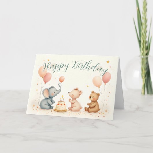 Tierfreude mit Balloons Karte (Vorderseite)