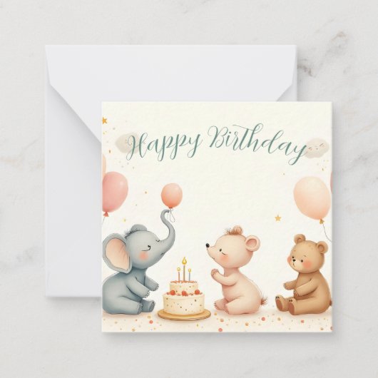 Tierfreude mit Balloons Mitteilungskarte (Vorderseite)