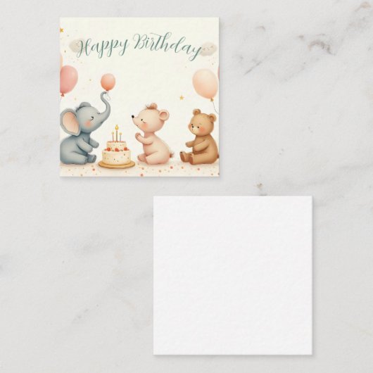 Tierfreude mit Balloons Mitteilungskarte (Vorne/Hinten)