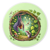 Tierfreunde aus niedlichem Holz Keramikknauf (Vorderseite)