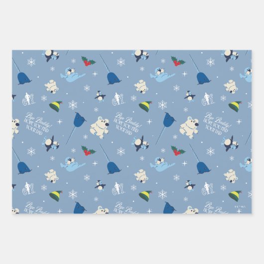 Tierfreunde "Bye Buddy" Wintermuster Geschenkpapier Set (Vorderseite 3)