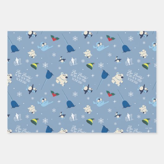 Tierfreunde "Bye Buddy" Wintermuster Geschenkpapier Set (Vorderseite)