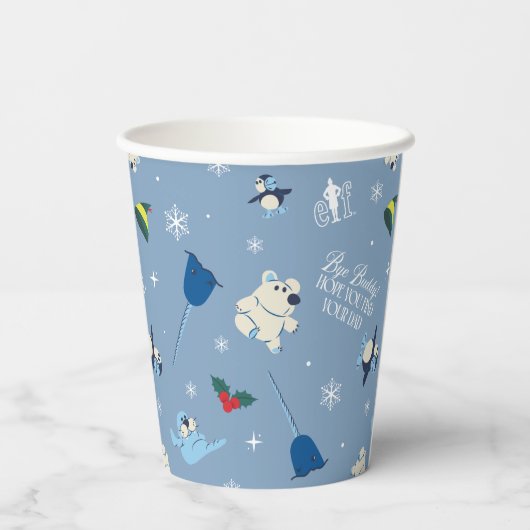 Tierfreunde "Bye Buddy" Wintermuster Pappbecher (Rückseite)