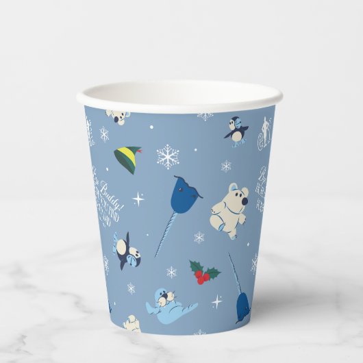 Tierfreunde "Bye Buddy" Wintermuster Pappbecher (Vorderseite)