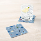 Tierfreunde "Bye Buddy" Wintermuster Rechteckiger Pappuntersetzer (Vor Ort)