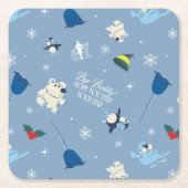 Tierfreunde "Bye Buddy" Wintermuster Rechteckiger Pappuntersetzer (Vorderseite)