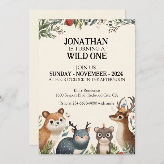 Tierfreunde Einladung (Vorne/Hinten)