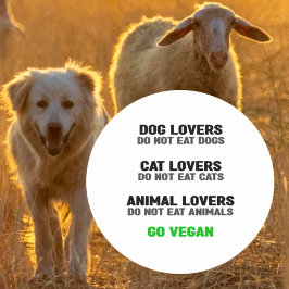 Tierfreunde essen keine Tiere, Veganer Aktivismus, Runder Aufkleber