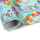 Tierfreunde Geburtstagsblasen tragen Kindernamen h Geschenkpapier (Rolleneckpunkt)