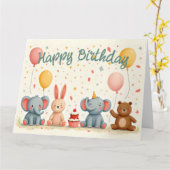 Tierfreunde in Partymagie Karte (Gelbe Blume)