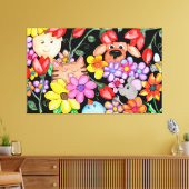 Tierfreunde unter Blumen Leinwanddruck (Insitu (Wohnzimmer))
