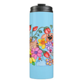 Tierfreunde unter Blumen Thermosbecher