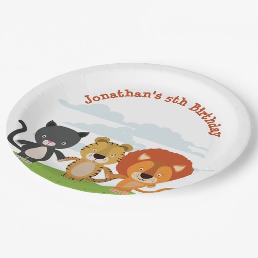 Tierfreunde zum Geburtstag Pappteller (Schrägansicht)