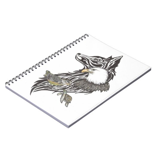 Tierführer von Wolf, Holzschwanz, Adler, Schildkrö Notizblock (Linke Seite)