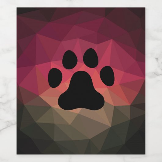 Tierfußabdruck, Katzen-/Hundepuppe Weinetikett (Einzelnes Label)