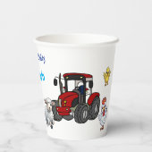 Tiergarten mit rotem Traktor Pappbecher (Rückseite)