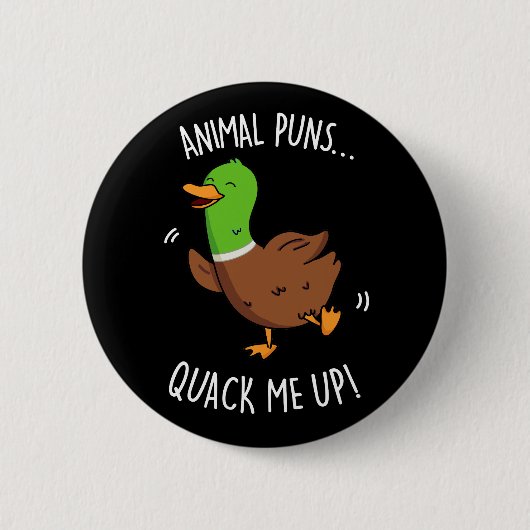 Tiergebläse quack Me up Funny Duck Puck Dark BG Button (Vorderseite)