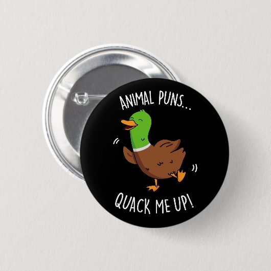 Tiergebläse quack Me up Funny Duck Puck Dark BG Button (Vorne & Hinten)