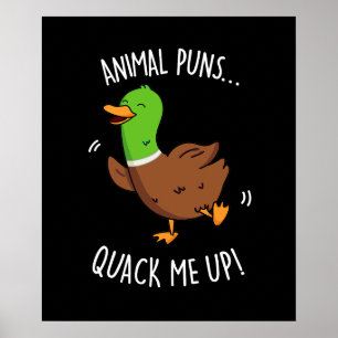 Tiergebläse quack Me up Funny Duck Puck Dark BG Poster