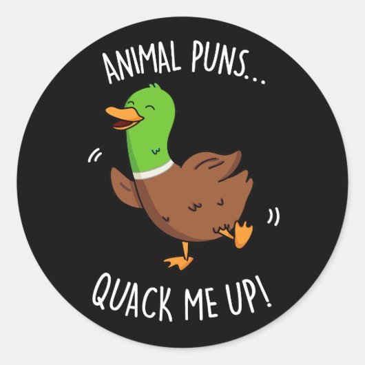 Tiergebläse quack Me up Funny Duck Puck Dark BG Runder Aufkleber (Vorderseite)