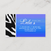 Tiergeschäfts-Kartezebra-Nagel-Salon-blaues Lila Visitenkarte (Rückseite)