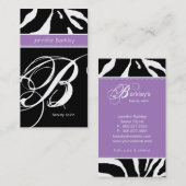 Tiergeschäfts-Kartezebra-Schönheits-Salon lila Visitenkarte (Vorne/Hinten)