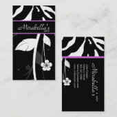 Tiergeschäfts-Kartezebra-schwarzes Mit Blumenlila Visitenkarte (Vorne/Hinten)