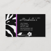 Tiergeschäfts-Kartezebra-schwarzes Mit Blumenlila Visitenkarte (Rückseite)