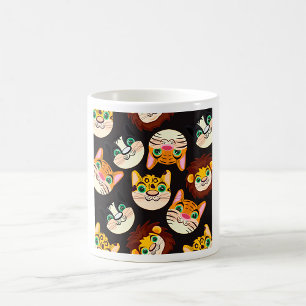 Tiergesichter Muster Katzen Löwen Hunde Kaffeetasse