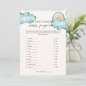 Tiergestation Baby Shower Game Card Einladung (Stehend Vorderseite)