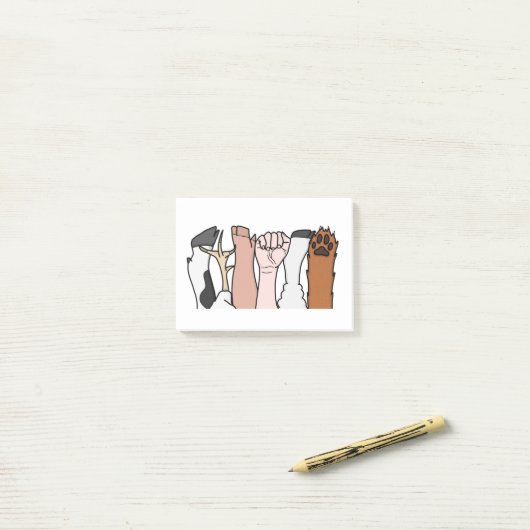 Tiergleichheits-Fäuste Post-it Klebezettel (Auf Schreibtisch)