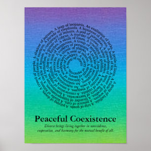 Tiergruppennamen/Friedliches Koexistenzplakat Poster