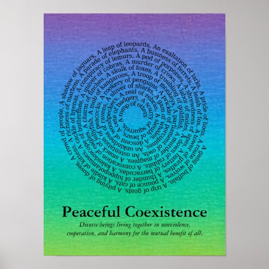 Tiergruppennamen/Friedliches Koexistenzplakat Poster (Vorne)
