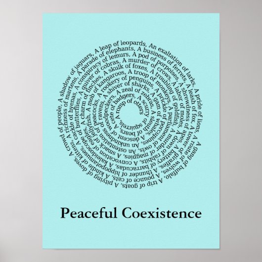 Tiergruppennamen/Friedliches Koexistenzplakat Poster (Vorne)