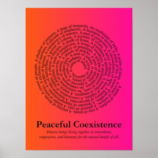 Tiergruppennamen/Friedliches Koexistenzplakat Poster (Vorne)