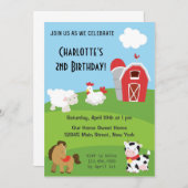 Tierhaltung Geburtstagseinladung farbig Einladung (Vorne/Hinten)