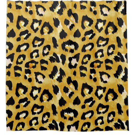 Tierhaut, Aquarellleopard Nahtlos. Duschvorhang (Vorderseite)