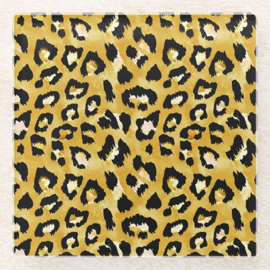 Tierhaut, Aquarellleopard Nahtlos. Glasuntersetzer (Vorderseite)