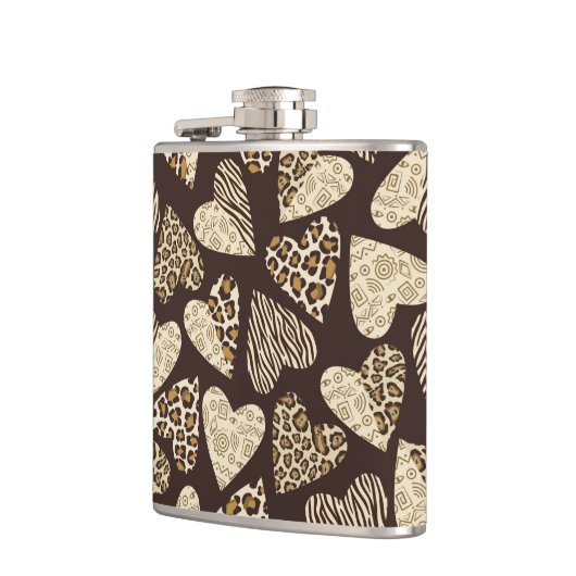 Tierhaut mit Herzen Flachmann (Links)