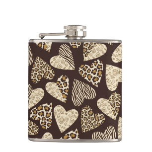 Tierhaut mit Herzen Flachmann