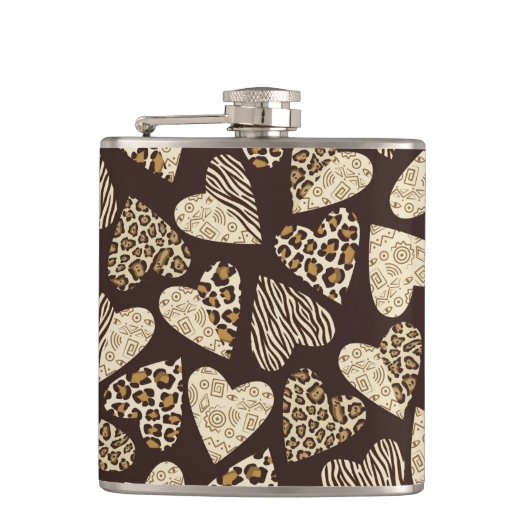 Tierhaut mit Herzen Flachmann (Vorderseite)