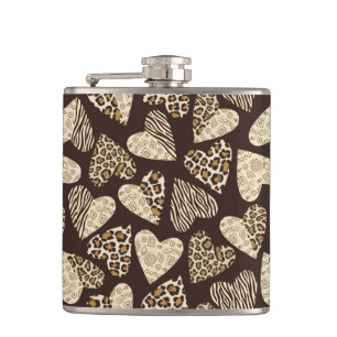 Tierhaut mit Herzen Flachmann