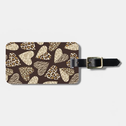 Tierhaut mit Herzen Gepäckanhänger (Vorderseite horizontal)