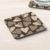 Tierhaut mit Herzen Getränkeuntersetzer (Linke Seite)