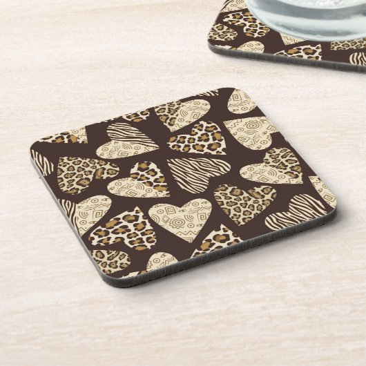 Tierhaut mit Herzen Getränkeuntersetzer (Linke Seite)