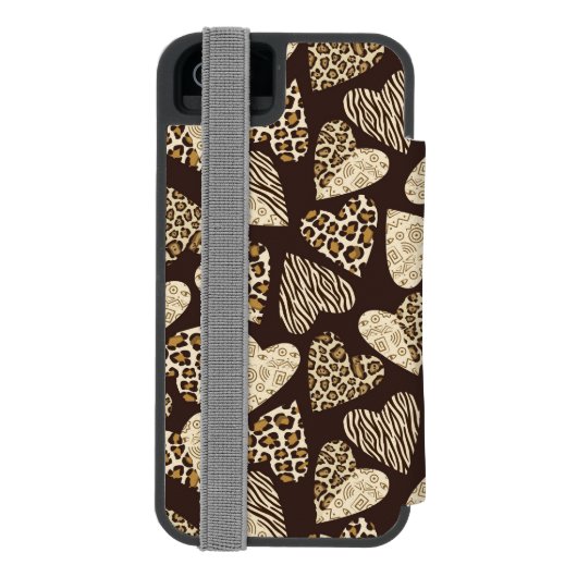 Tierhaut mit Herzen Incipio iPhone Geldbeutel-Hülle (Folio Rückseite)