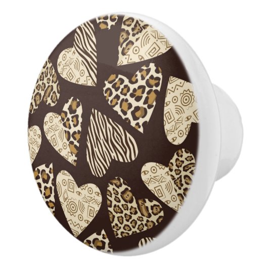 Tierhaut mit Herzen Keramikknauf (Rechts)